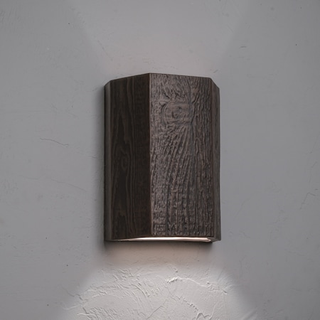 Luxury Lighting Timberline 13in. High Wood-Look Ceramic 3-Sided Outdoor Wall Light TL194 Brk u/d-7